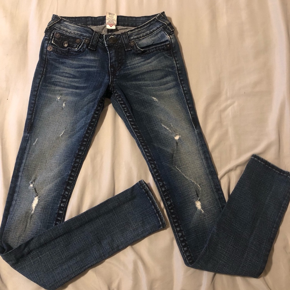 LIKE NEW TRUE RELIGION Dark denim jeans